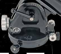 ) Azimuth Adjuster Latitude Scale Altitude Lock Lever Altitude Adjuster Bubble Level Pier Adapter Knobs Compass Remember that magnetic north is not the same as true north and varies both with time