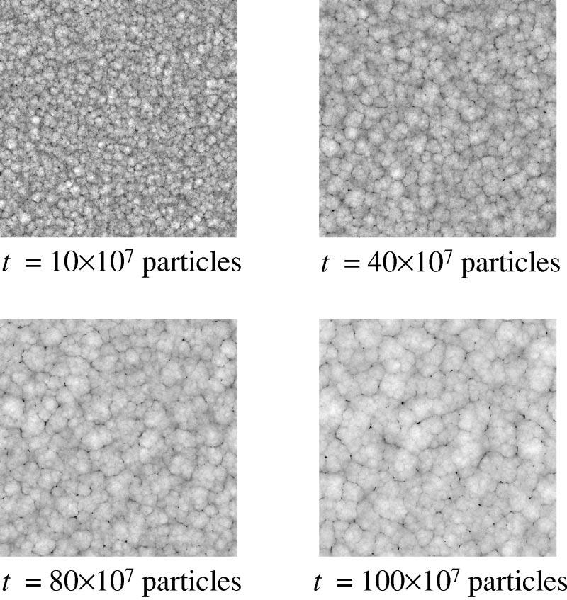 GROWTH-FRONT ROUGHENING IN AMORPHOUS... PHYSICAL REVIEW B 64 085323 FIG. 7. Surface morphologies obtained by the re-emission model with s 0 0.