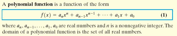 Section 4.1: Polynomial Functions and Models Learning Objectives: 1.