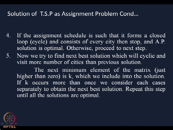 problem. So, in that case, I have to first find out what is the optimal solution of the assignment problem. So, you have to note one thing. You will treat the problem.