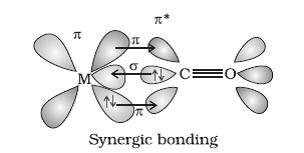5. Pairing of electrons is rare and thus complexes have generally high spin configurations. BONDING IN METAL CARBONYLS The metal-carbon bond in metal carbonyls possess both σ and π character.