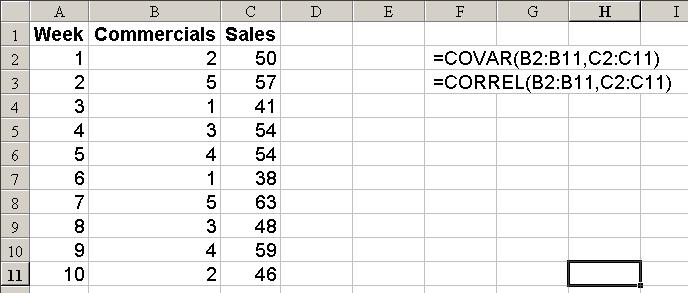 22 Using Microsoft Excel 2007 to compute the covariance and correlation coefficient