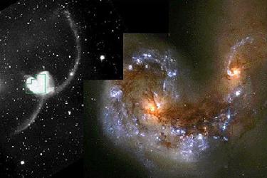 Binary of super-massive black holes: Merging galaxies NGC4038 and NGC4039 When galaxies collide, the super-massive black holes at their centers can interact and merge strongest signals