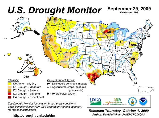 Synthesis of multiple drought indicators Blend of: - Palmer Index - SPI - Streamflow - Soil moisture