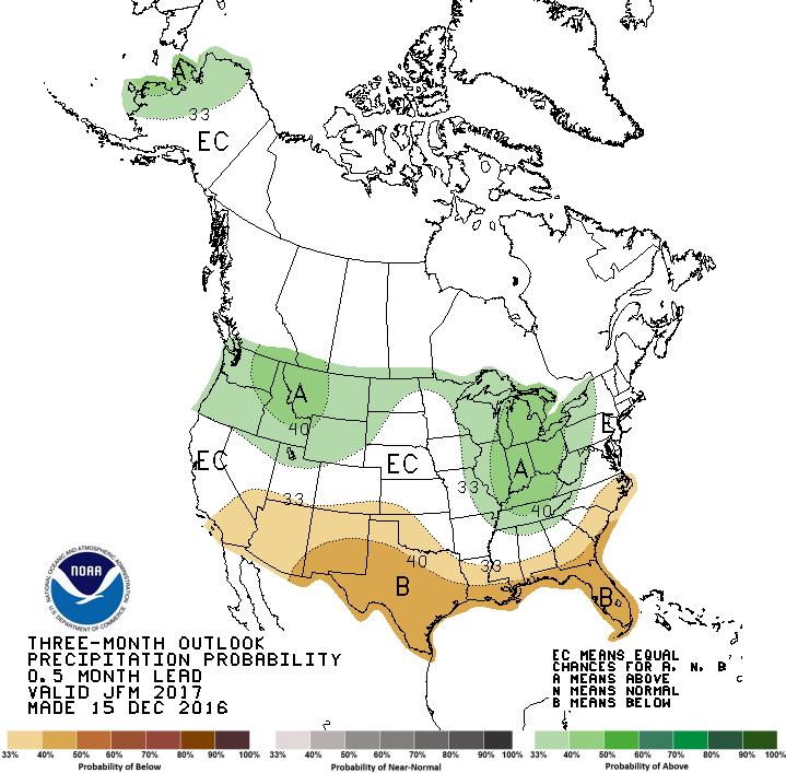 precipitation outlook from Climate Prediction Center, and the
