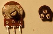 A shows how potentiometers look like in reality, they vary in size and shape, but they all work the same way. Fig. 10.B Figure 10.B shows the schematic symbol of a variable resistor.