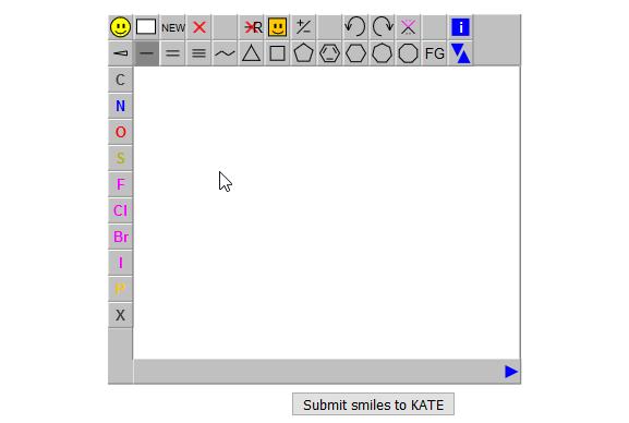 3.1. JSME Molecule Editor. Note that the molecule editor requires the Java Runtime Plug-in. Draw a chemical structure and click the Submit smiles to KATE button. 3.2.