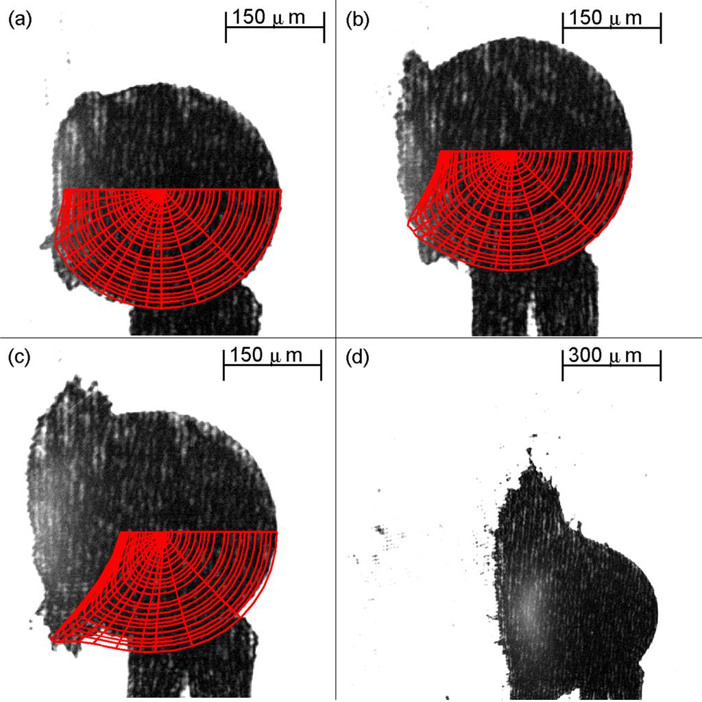 page 6 of 17 Laser pre-pulses can create well-formed craters 50 ns 1000 ns 500 ns Black images are experimental shadowgraphs Red grids represent 2-D hydrodynamic simulation using h2d.