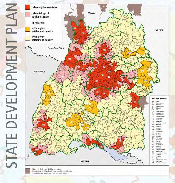 Scale 1:900 000 Plan covers the entire state of Baden-Württemberg Regional Planning Act State Planning Act Representation of the desired spatial and