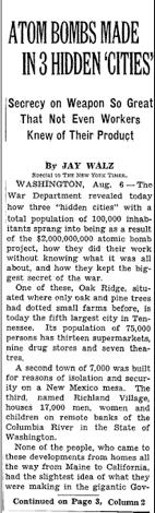 7th, 1945) describing the hidden cities where the