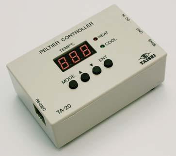 THERMO ELECTRIC PELTIER CONTROLLER Features Downsizing High Precision Peltier Controller Temperature Control 1 C External Dimension W 100D 65H 35 mm (Except for the protrusions) High Cost Performance