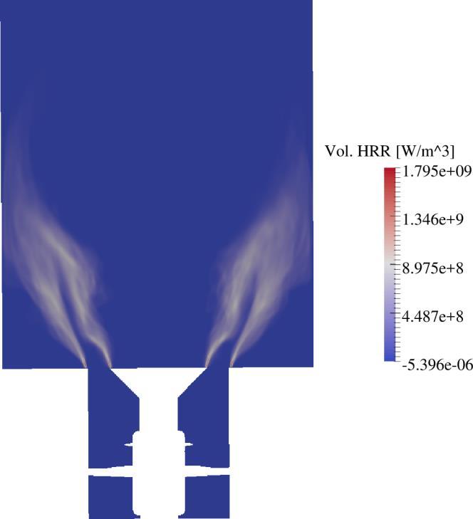12 y x u x ( Τ m s) Results: Unforced configuration [1/2] M-flame type Flame is anchored at the shear layers from the