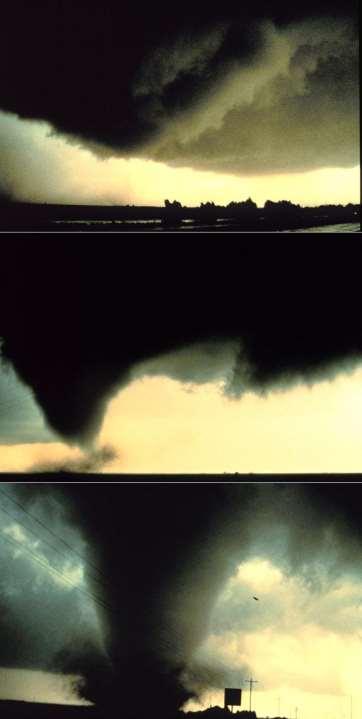 Tornadoes A rotating column of air reaching from a thunderstorm to
