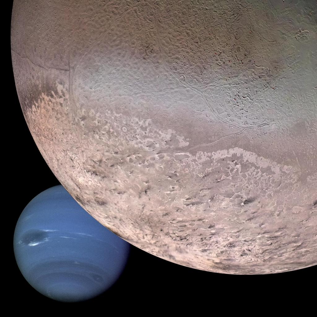 14 Triton Triton is a Pluto-sized world with a youthful icy surface.