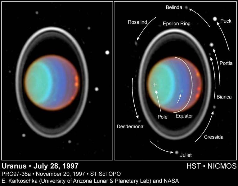 9 Uranus and Neptune Uranus and Neptune both have systems of thin rings Infrared views reveal/exaggerate the