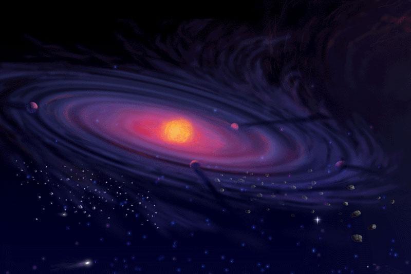 An artist s impression of a young star and its protoplanetary disk in the