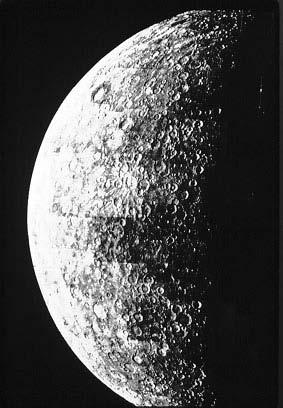 The planet Mercury, as seen by the Mariner 10 spacecraft, is also covered with craters