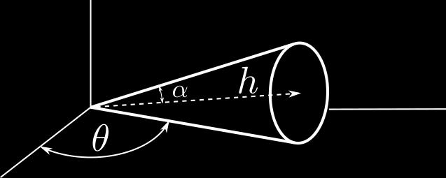 A cylindrical cone of mass M, height h, and angle α is rolling on the plane without slipping. 1.