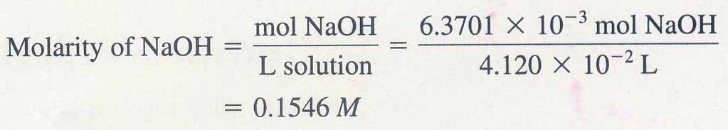 Sample Exercise 4.14 41.20 ml (4.120 10 2 L) of the sodium hydroxide solution must contain 6.