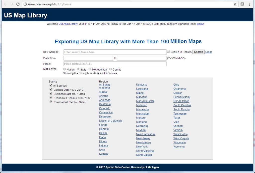 Demo: US Map Library Online Search