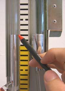 is the distance between the mercury level and the brown marked measuring tube segment at the top) - Perform at least 1 measurements by raising the mercury reservoir and reading off the scale the