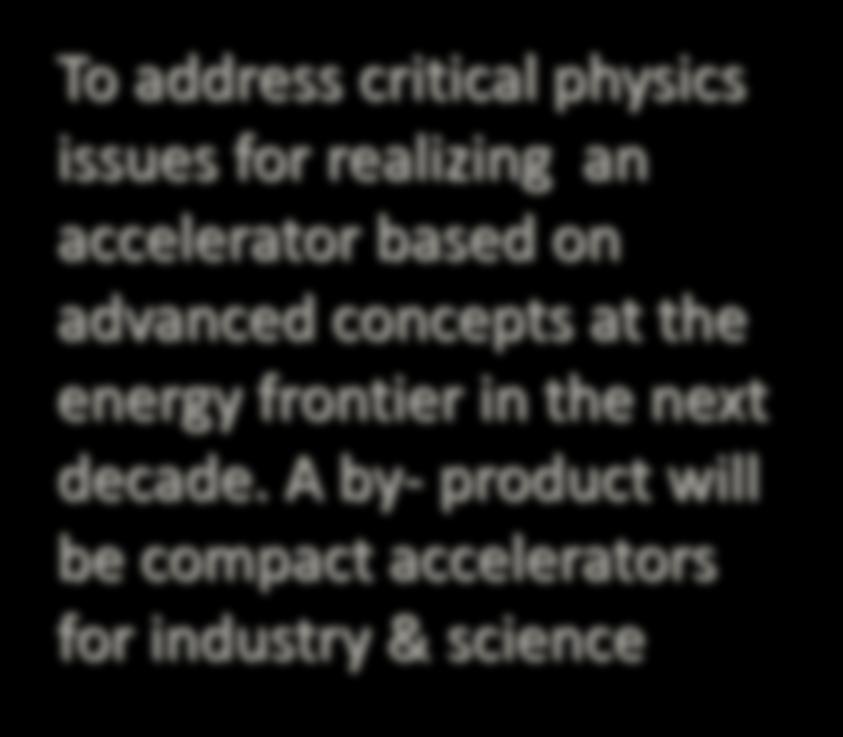 for realizing an accelerator based on advanced concepts at