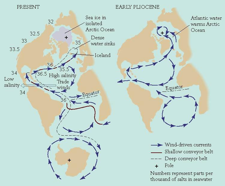 Plio-Pleistocene Glaciations started around 5 million years ago. Isthmus of Panama Emplaced 3.