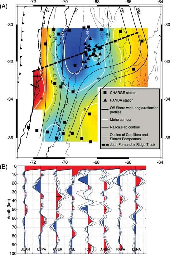 390 H. Gilbert, S. Beck and G. Zandt Figure 6. (a) Colour contour map of crustal thickness.