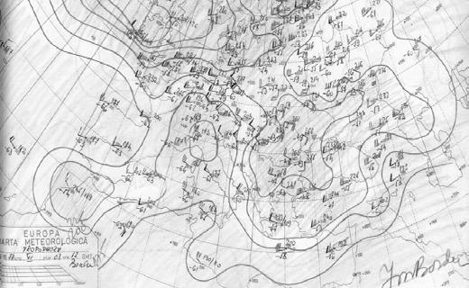 (from National Administration of Meteorology archive) Due to the cold air advection on the front of the Azores High ridge, at the 500 mb level, the through continued to widen, its axis was oriented