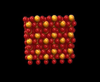 The ions in a 552 ion cluster of LaF3 are allowed to move, subject to the forces from all other ions