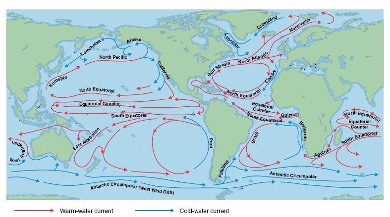 How do Ocean current effect heat transport in the Biosphere?