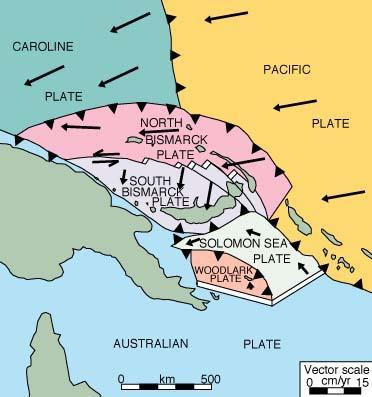 The Pacific Plate converges rapidly with the Australian Plate.