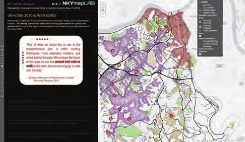 Urban planning Kenton County, Kentucky, uses spatial analysis to map walkability in