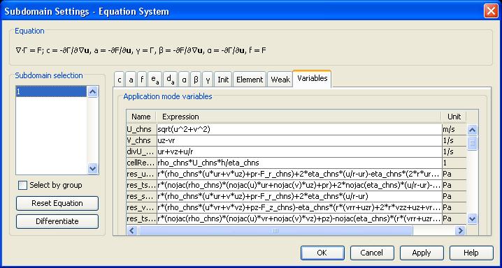 You can verify that you have used the correct notation for the mole fractions with the following procedure: 1 From the Physics menu select Equation systems>subdomain Settings.