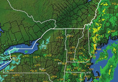 Map 3 Map 4 MAP 3: In Maine, there are embedded T storms shown in YELLOW. (Embedded: hidden inside areas of general rain.