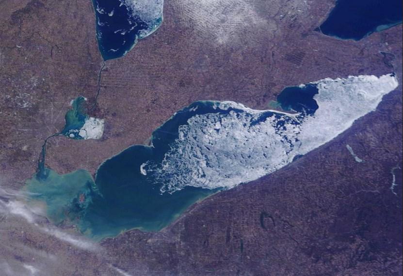 It is connected to Lake Huron by the Straits of Mackinac, and you can see both Lakes from the Mackinac Bridge, pictured to the left.