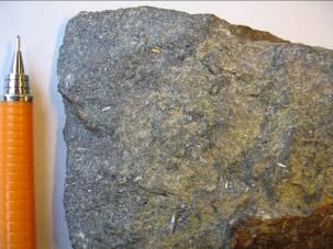 rock with secondary quartz veining.