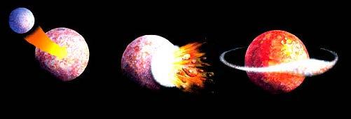 Birth of the Moon Soon after Earth formed, a small planet (Mars-sized) collided