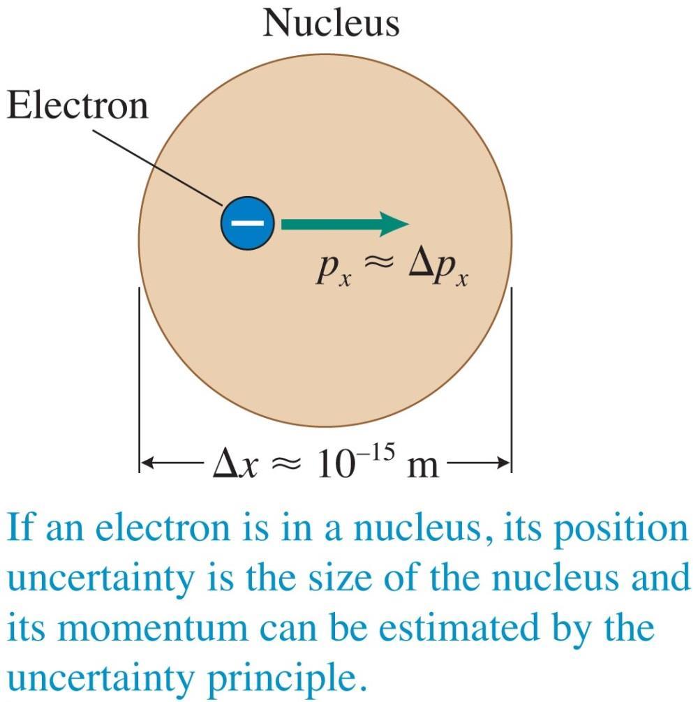 Size of the nucleus: Too small for an electron We can use the uncertainty principle and the size of