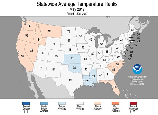 May Temperature Recap Near Average conditions across much of the North Central Region Above Average in Montana; Below Average in Kansas https://www.