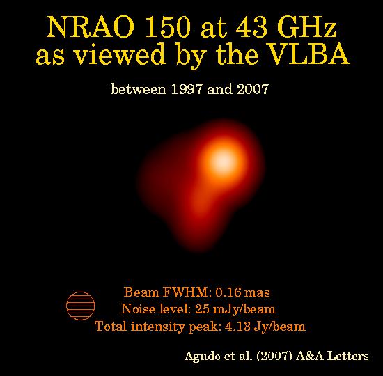 Astrometry of jet wobbling foot points: jet foot-points: Introduction: Intro: The The case case of of NRAO150 34 VLBA images at 43 GHz, covering 10 years, from mid 1997 to beginning of 2007 From our