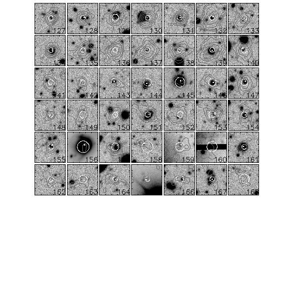 30 Fig. 7. Optical cutouts (20 20 ) for the 168 X-ray sources, overlapped by black X-ray isointensity contours (at 3,5,10,20 and 100 σ above the local background).