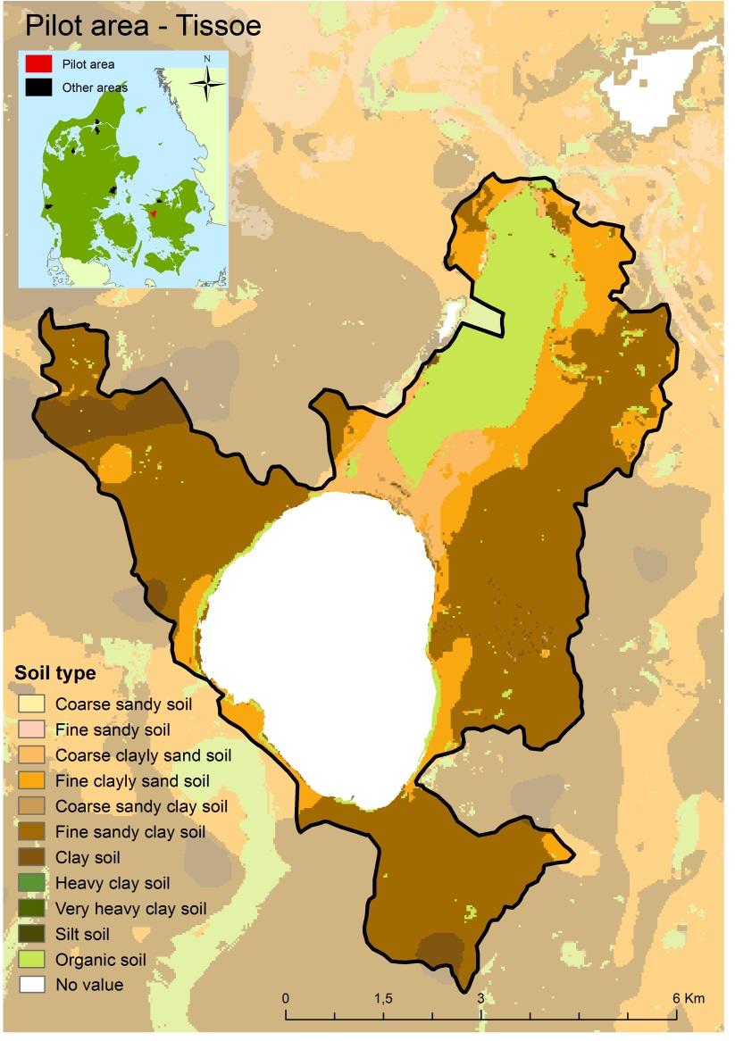 Map 2: Distribution of soil types in the pilot area Tissoe in 30.4 30.4 meters resolution.