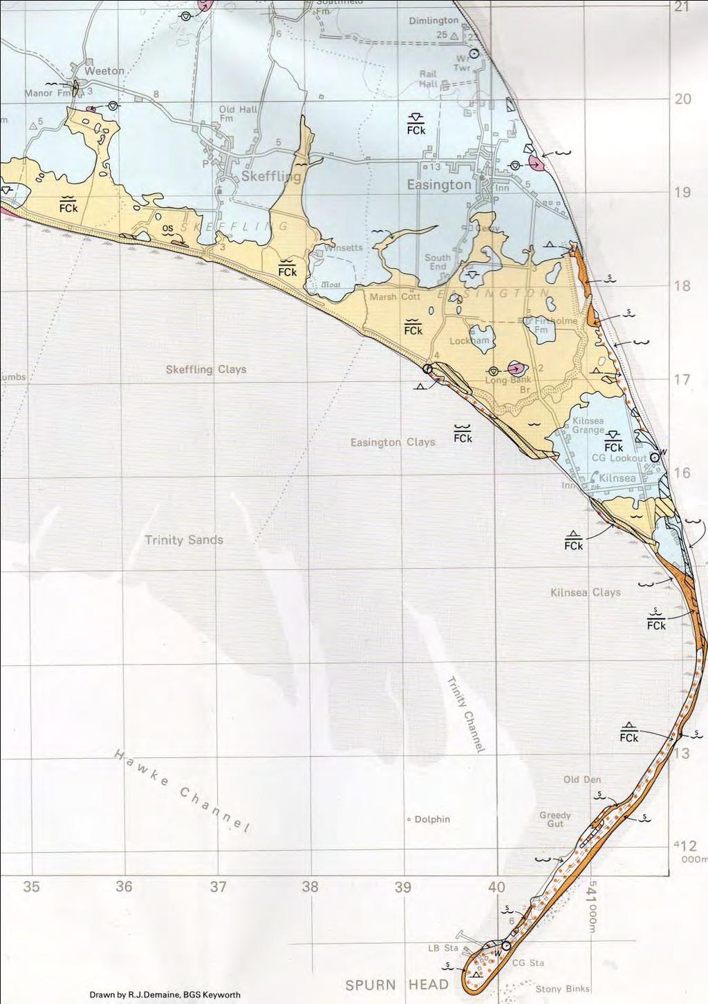 Superficial geology map of the Kilnsea