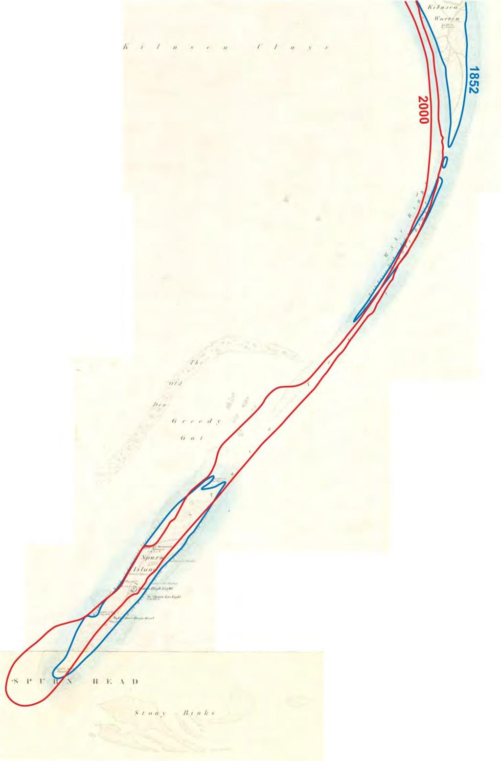 Ordnance Survey map of Spurn, surveyed 1852,