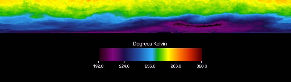 satellite senses temperature using infrared wavelengths.