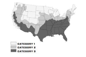 Determine regional category based on the map, to