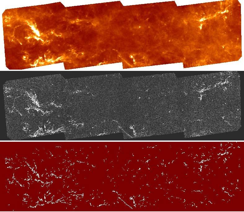 Identifying Filaments Column density map from Herschel data Image processing techniques to trace filamentary structures in an automatic, unbiased way.