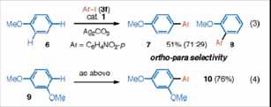 # nondirected direct arylation of simple arene nondirected 4 shows S E process (27 eq.