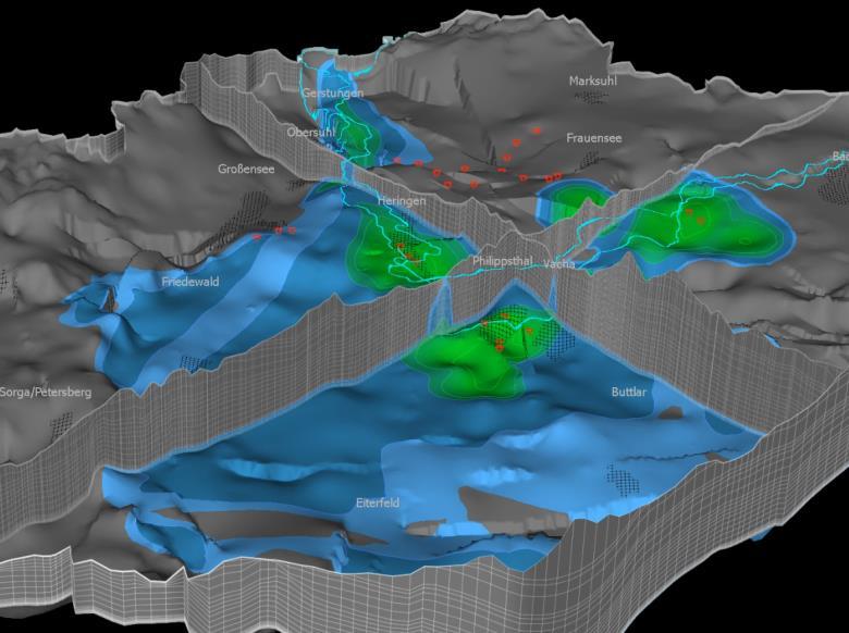 Figure 7 3D-View of the three dimensional density-dependent salt water transport in the confined carbonate rock aquifer.